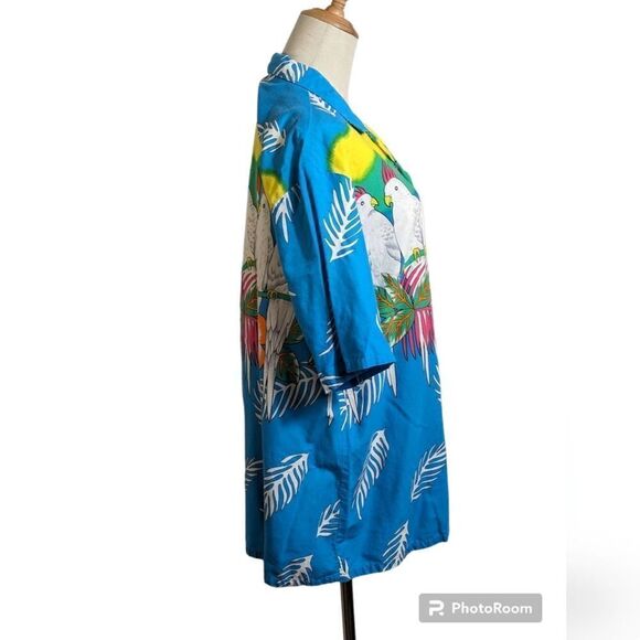 Maui Trading Company Vintage Blue Cockatoo Tropical Camp Shirt - Picture 2 of 6